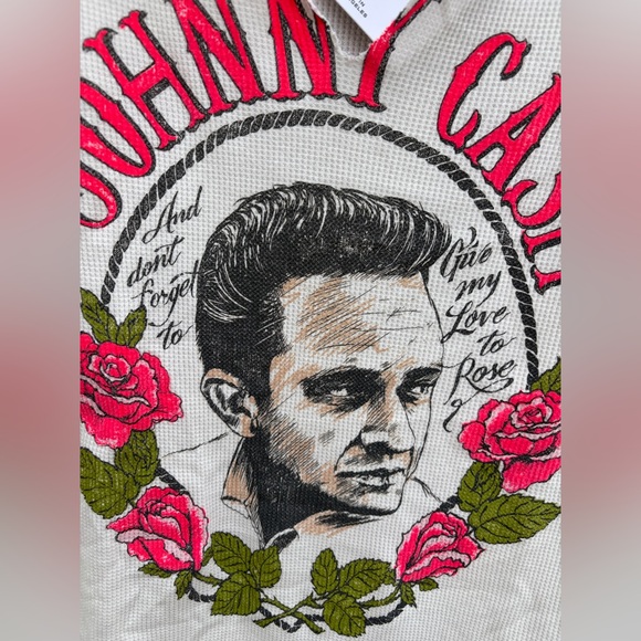 Daydreamer Women's Long Sleeve Johnny Cash Roses Thermal Tee Romantic NWT Cozy - Picture 5 of 10